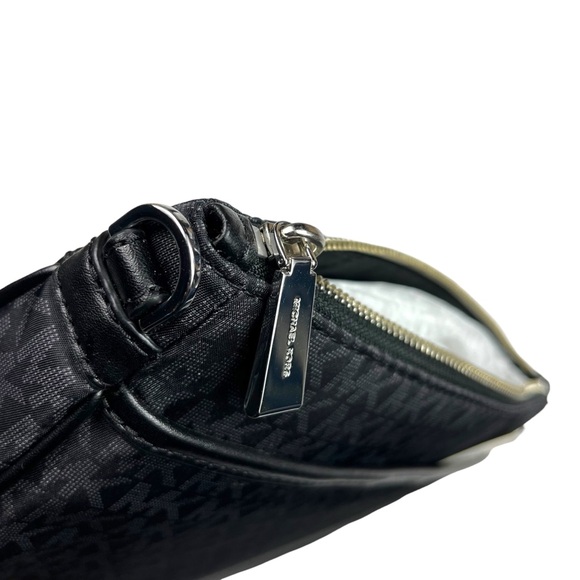 Michael Kors Black and Gray Jet Set Large Logo Print Woven Crossbody Bag - Picture 3 of 7